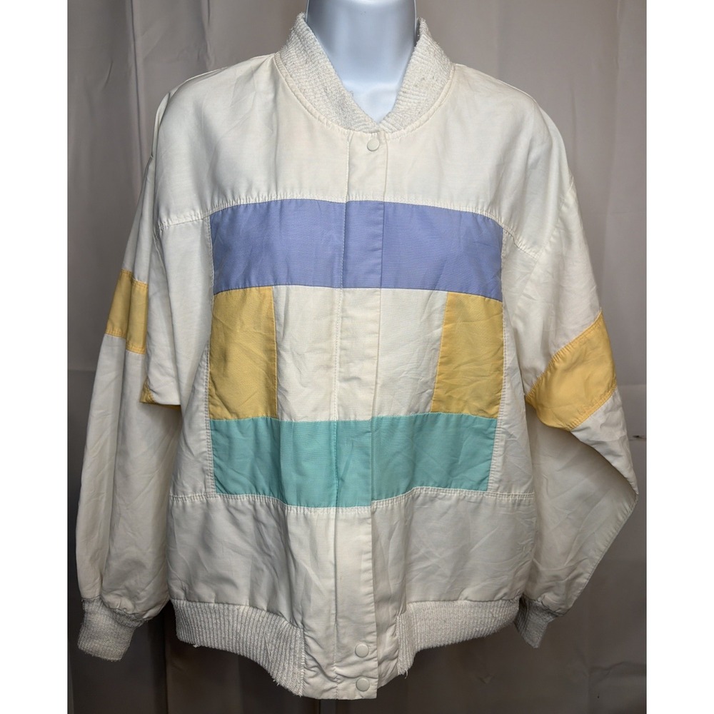 Vintage 80s Bay Club Catalina Colorblock Bomber Jacket USA Made Women's Large